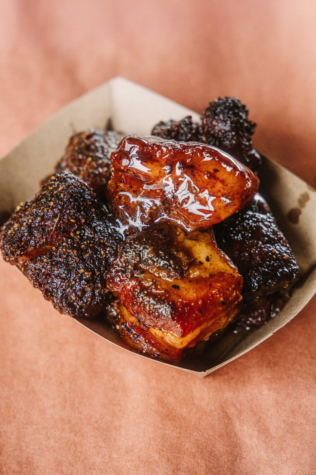 Pork belly burnt ends up close
