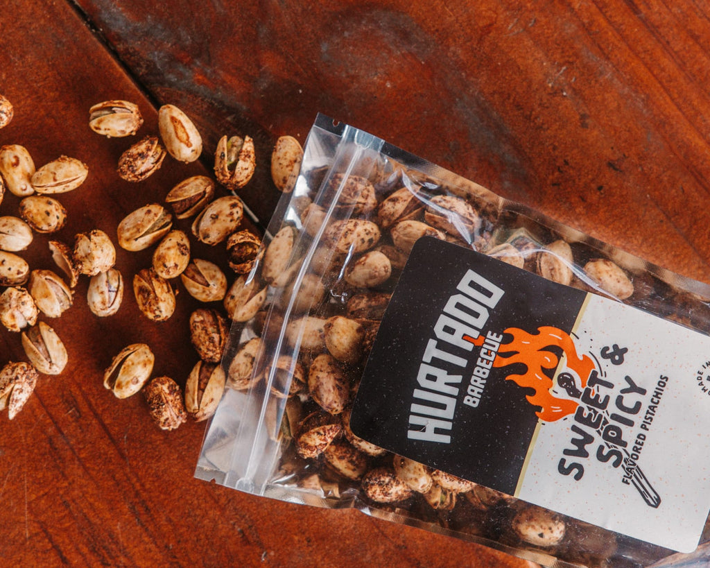 Smoked pistachios poured out