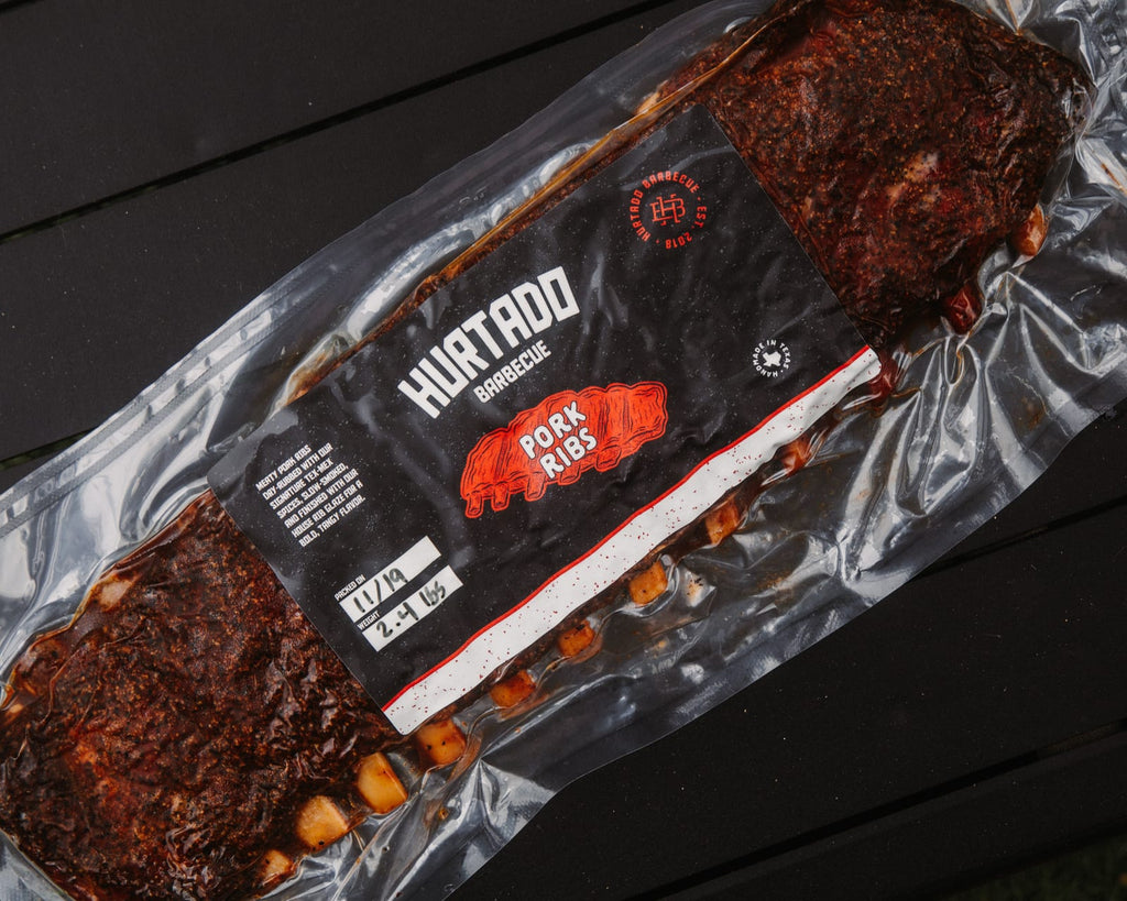 A rack of ribs vacuum sealed for shipping
