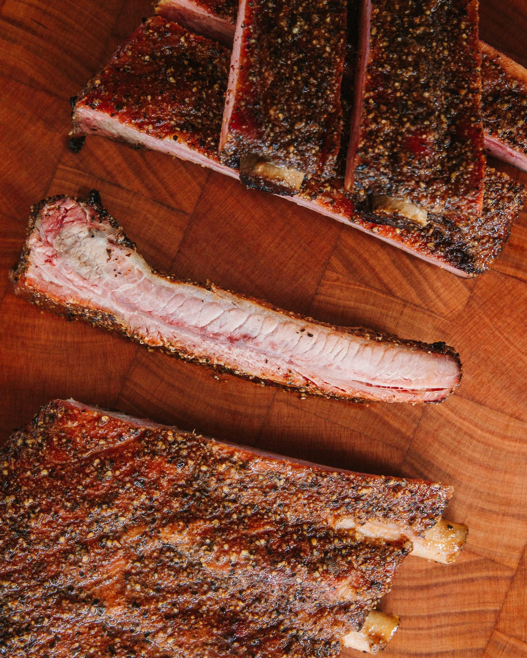 St. Louis ribs cut into bones