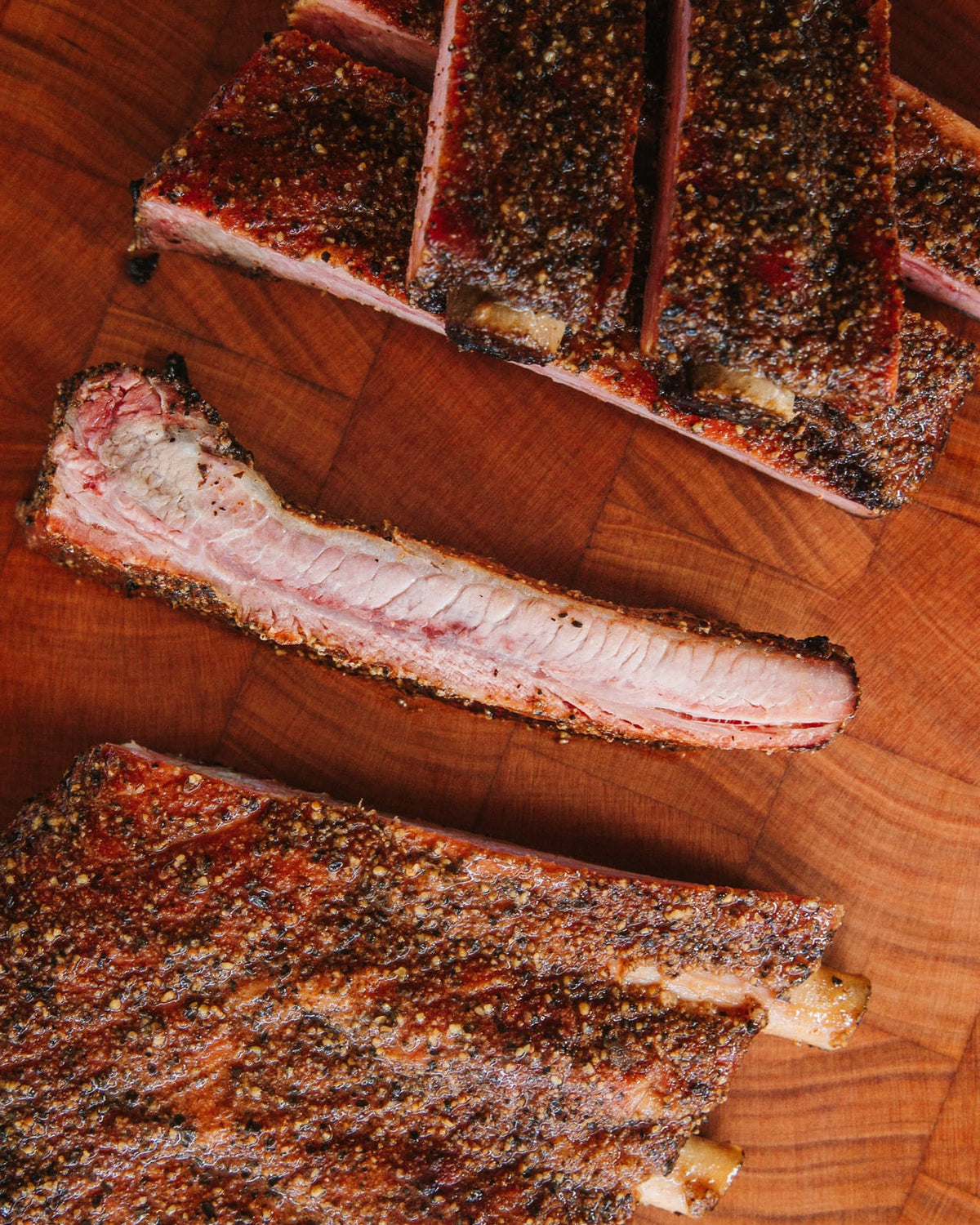 St. Louis ribs cut into bones