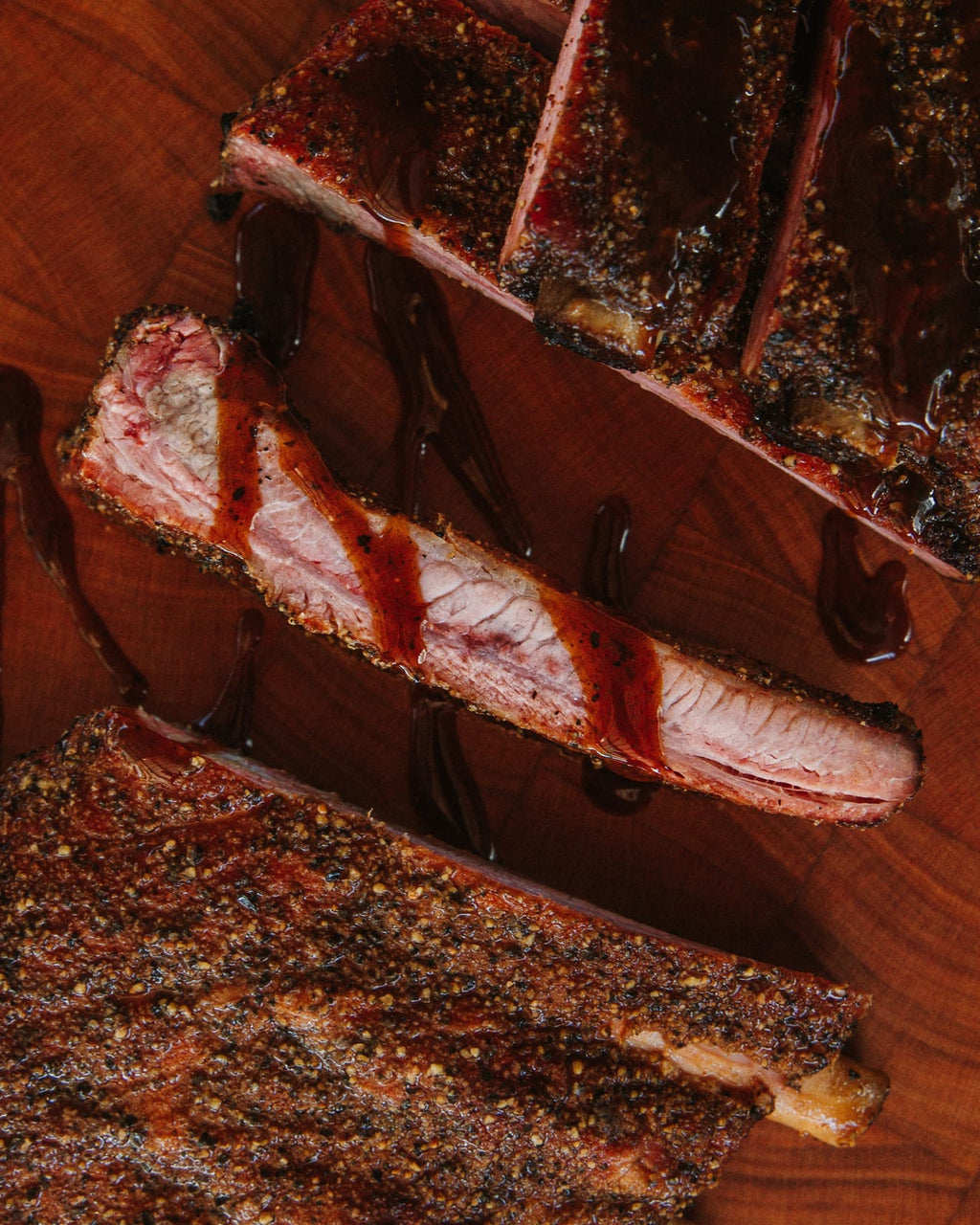 Ribs stacked on the board