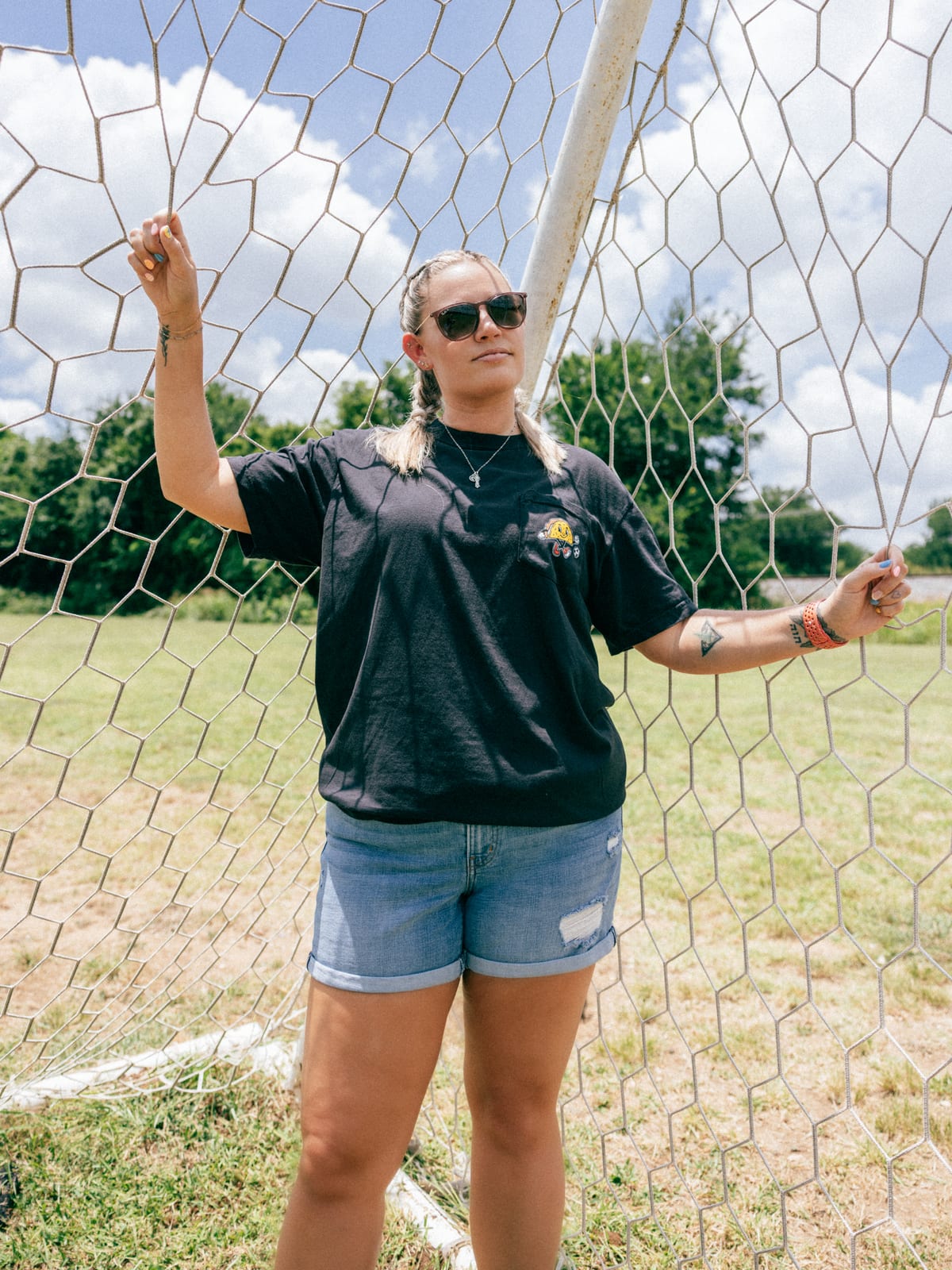 Soccer Taco Tee in black, worn on the field