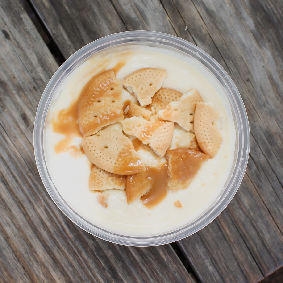 Tres leches banana pudding topped with vanilla wafers